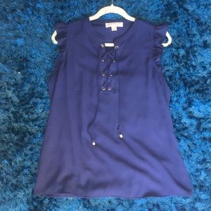 MK Navy Blue Lace-up Blouse